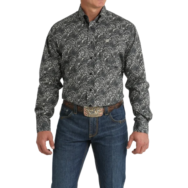 Cinch Men's Black Paisley Print Long Sleeve Shirt