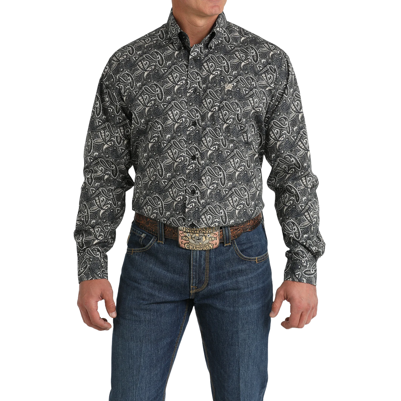 Cinch Men's Black Paisley Print Long Sleeve Shirt