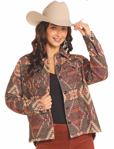 Rock & Roll Dark Brown Aztec Shirt Jacket