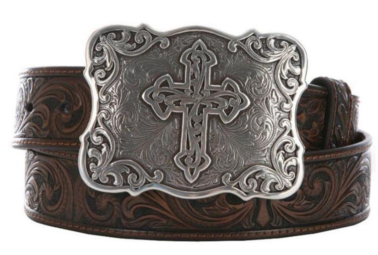 Nocona Women's Brown Embossed Cross Belt