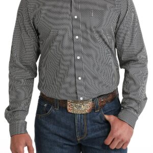 Men's Modern Fit Button-Down Western Shirt - Black