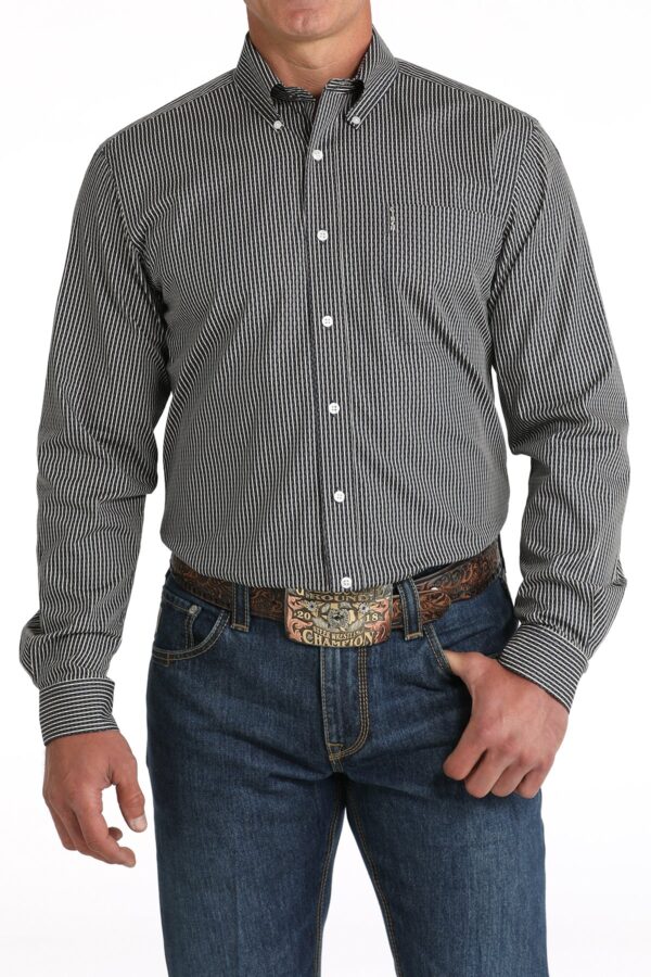 Men's Modern Fit Button-Down Western Shirt - Black