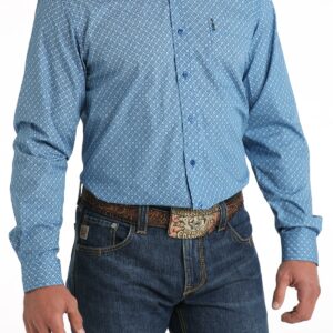 Men's Modern Fit Button-Down Western Shirt - Blue