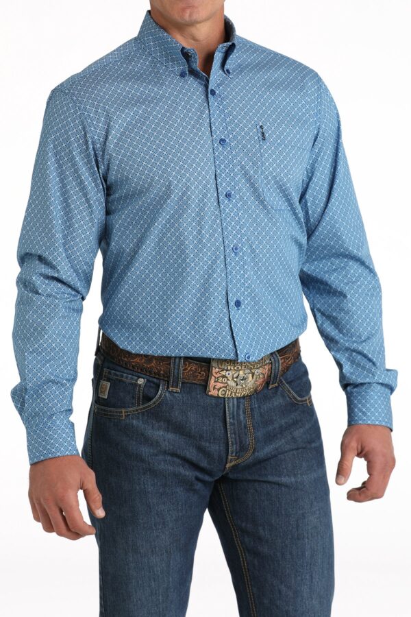 Men's Modern Fit Button-Down Western Shirt - Blue