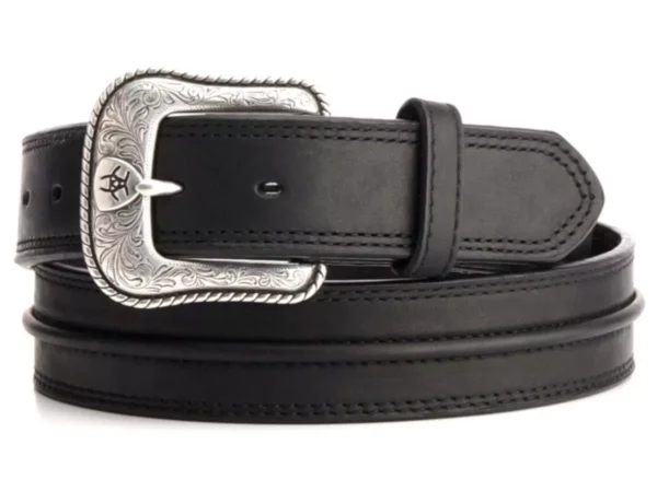 Black Ariat Leather Belt Center Bump