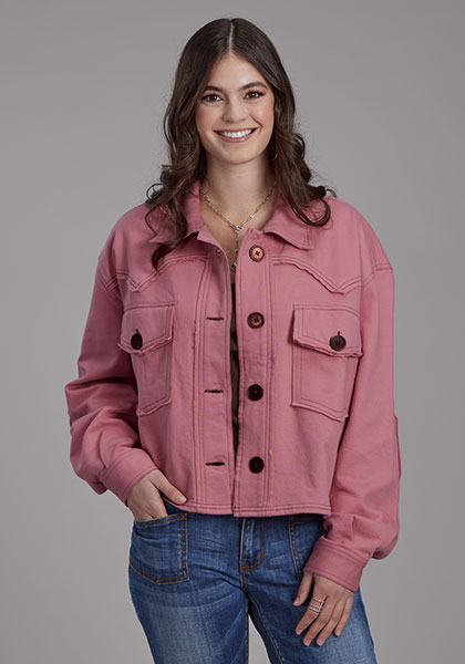 DUSTY PINK FLEECE CROPPED JACKET 03-098-0514-6131