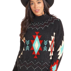 Southwestern Mock Neck Sweater