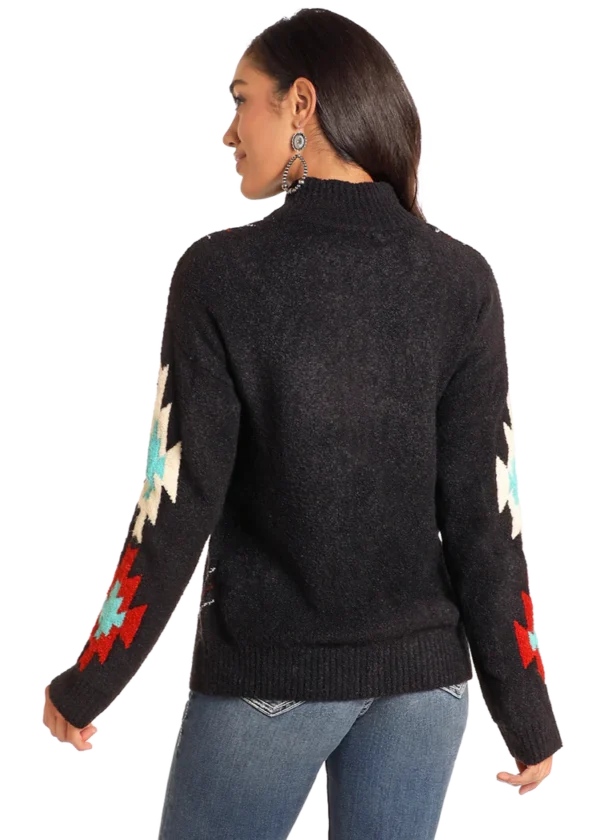 Southwestern Mock Neck Sweater- LW32T04655 - Image 2