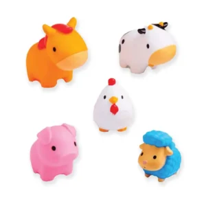 5 Pack Bath Toys 6m+ Includes Cow, Sheep, Horse, Rooster, Pig