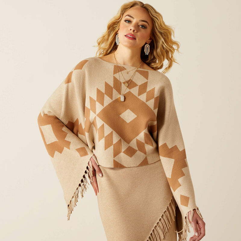 Sunset Chic Sweater Poncho - 10053968