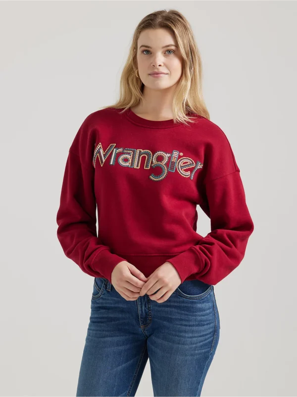 Women's Wrangler Crochet Print Logo Pullover Sweatshirt - 122356690