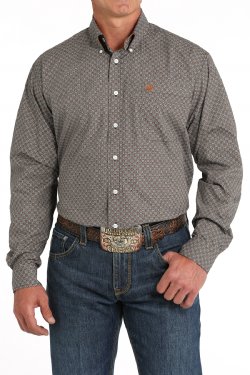 Men's Geometric Print Button-Down Western Shirt - MTW1105823