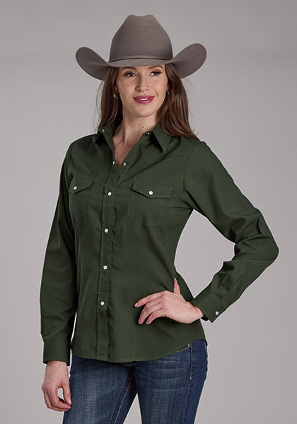 WOMENS L/S SHIRT SNAP SOLID COLOR BROADCLOTH - 01-050-0025-1064