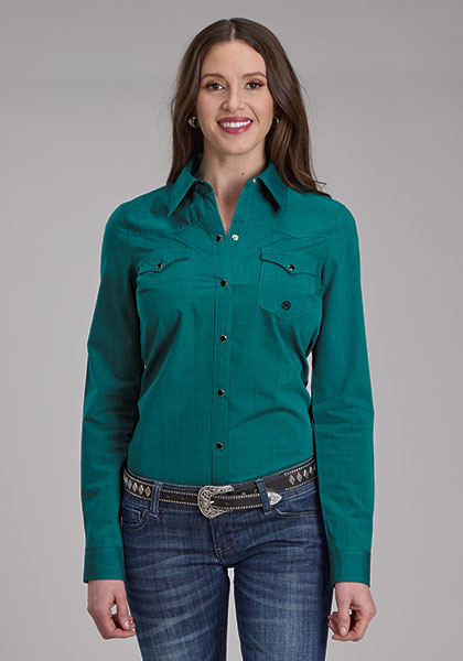 WOMENS L/S SHIRT SNAP SOLID- 03-050-0265-0128