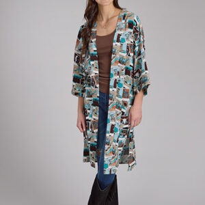 Women's Photo Collage Printed Rayon Cardigan - 03-500-0590-0184