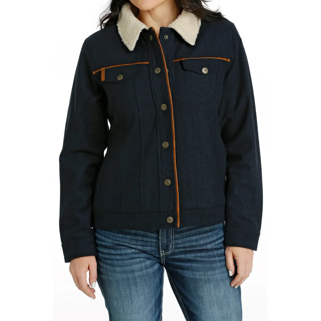 Cinch Ladies Navy Wooly Trucker Jacket - MAJ9897001