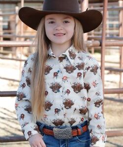 Girl's Highlander Print Western Shirt CTW8040007