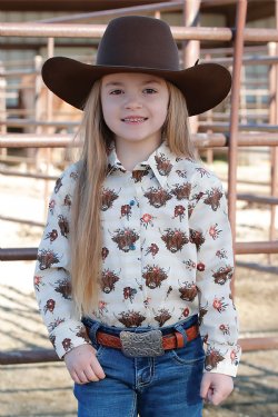 Girl's Highlander Print Western Shirt CTW8040007