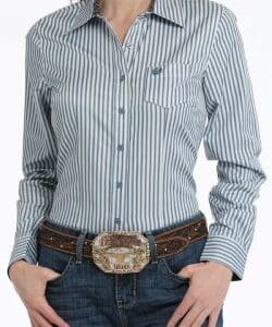 Women's Stripe Button-Down Western Shirt - MSW9164230