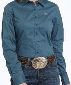 Women's Solid Button-Down Western Shirt - MSW9165060