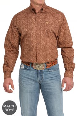 Men's Paisley Print Button-Down Western Shirt - MTW1105832