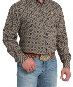 Men's Medallion Print Button-Down Western Shirt - MTW1105836