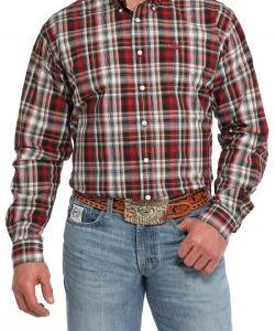 Men's Plaid Button-Down Western Shirt - MTW1105838