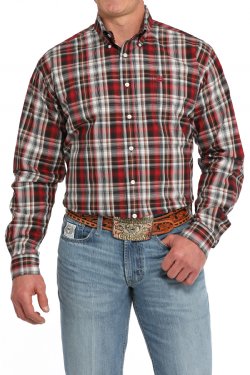 Men's Plaid Button-Down Western Shirt - MTW1105838