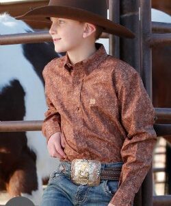 Boy's Paisley Print Button-Down Western Shirt - MTW7060359