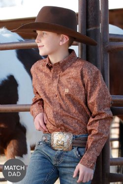 Boy's Paisley Print Button-Down Western Shirt - MTW7060359