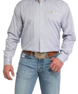 Men's Stripe Print Button-Down Western Shirt - MTW1105850