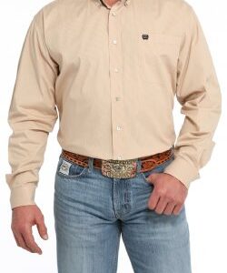 Men's Microstrip Print Button-Down Western Shirt - MTW1105853