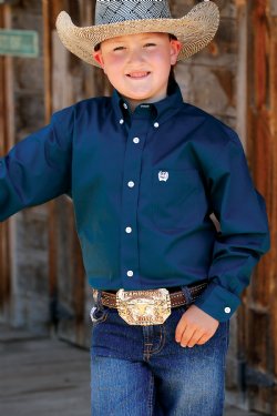 Boy's Solid Button-Down Western Shirt - MTW7060278