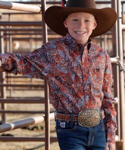 Boy's Paisley Print Button-Down Western Shirt - MTW706365