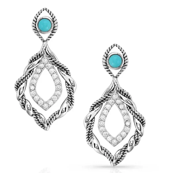 Montana Silversmiths Twisted in Time Crystal Turquoise Earrings - ER5637