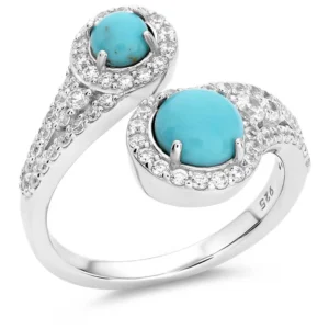 A turquoise and diamond ring is shown here.