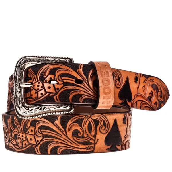 "Gambler" Brown/Black Filigree Belt - HMBLT068