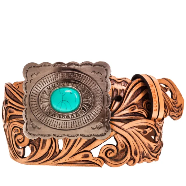 "Rogue" Tan w/Filigree Cutouts Belt - HWBLT030