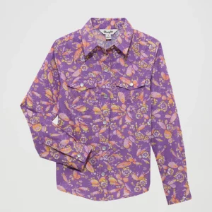 Girl's Cacti Floral Western Snap Shirt - 112364309