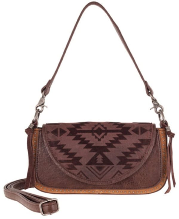 CatchFly Ladies Genuine Brown Suede Tassels & Designed Flap Mini Convertible Shoulder/Crossbody Bag
