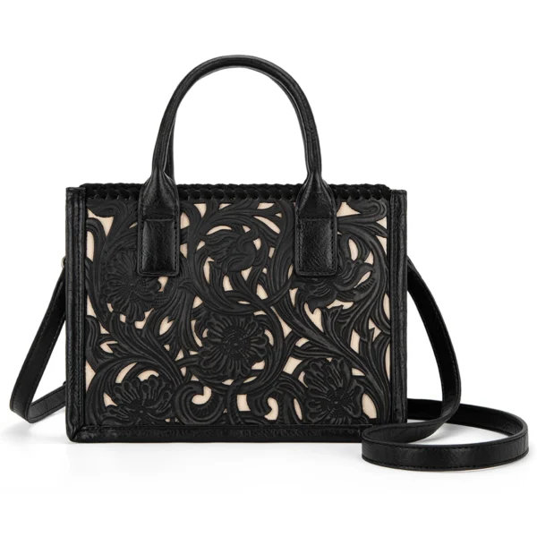 Trinity Ranch Floral Tooled Mini Tote/Crossbody - TR186-8121BK