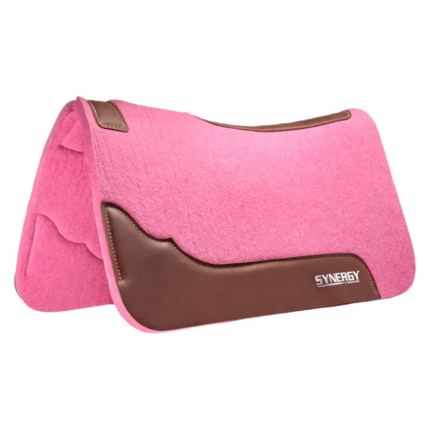 Synergy Contoured Steam Pressed 100% Merino Wool Felt Performance Saddle Pad Pink