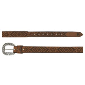 RED DIRT HAT CO LADIES BELT BROWN W/ETCHED DESIGN