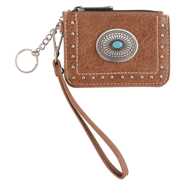JUSTIN LADIES MINI CARD WALLET TAN W/CONCHO