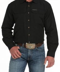 Men's Ripstop Solid Button-Down Western Shirt