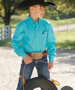 Boy's Solid Button-Down Western Shirt