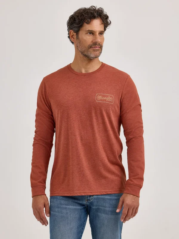 Men's Long Sleeve Cowboy Back Graphic T-Shirt