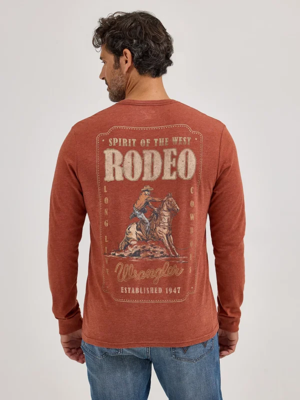 Men's Long Sleeve Cowboy Back Graphic T-Shirt