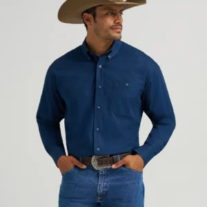 solid blue wrangler shirt