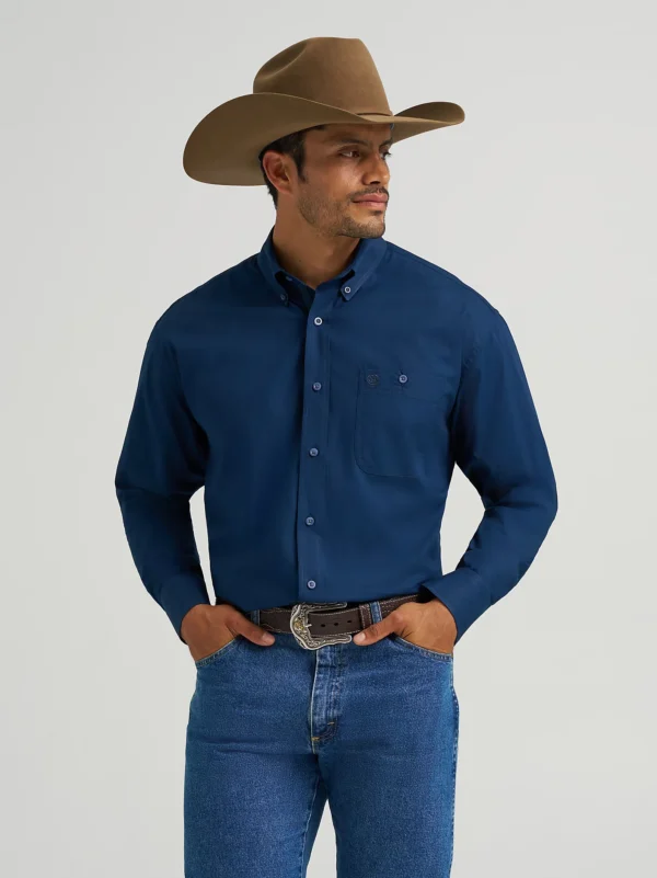 solid blue wrangler shirt